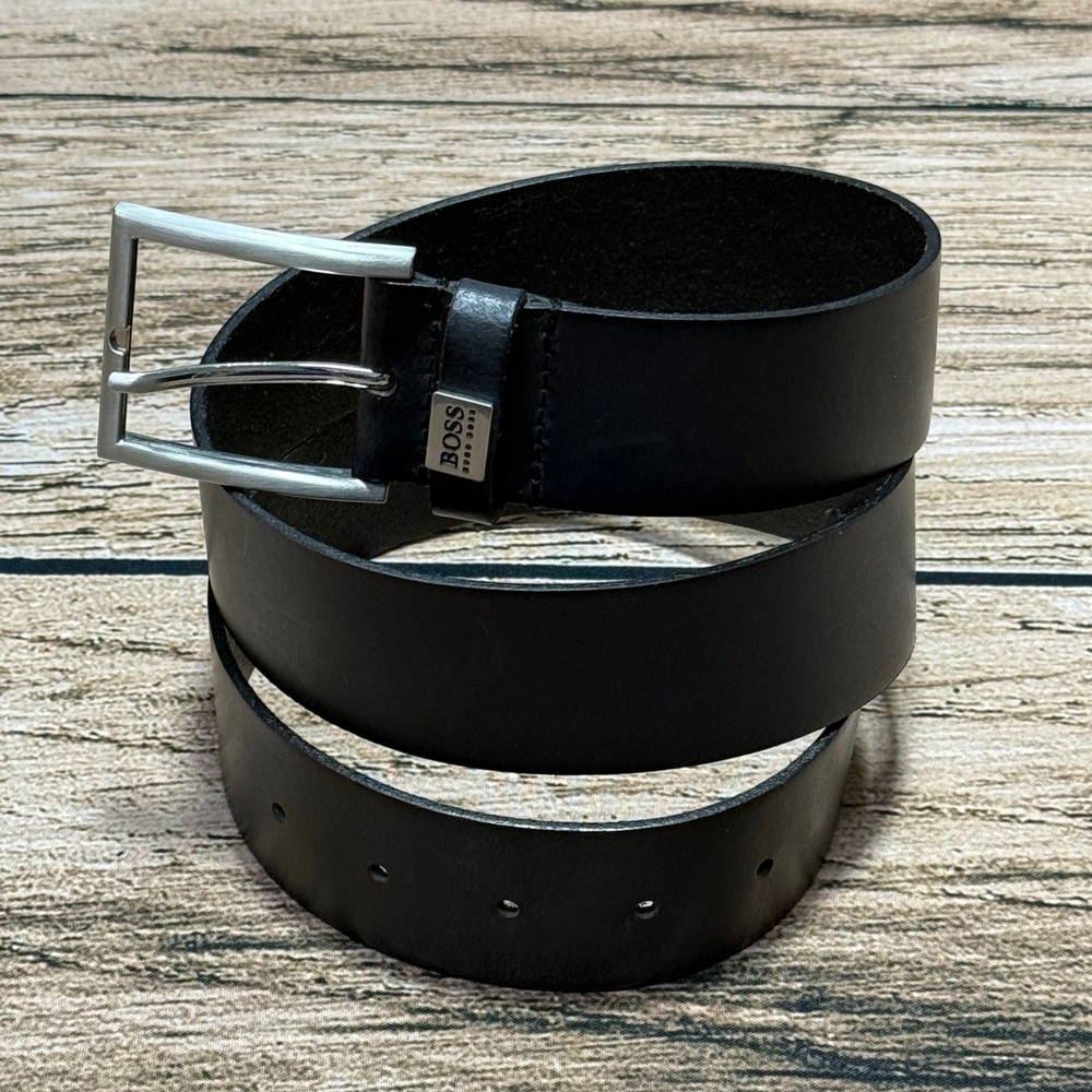 Hugo Boss Belt Men Size 34 Black Leather Sonio Handmade Italy 50386210